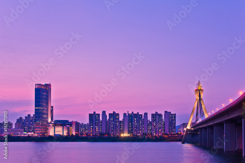 Canvas Print 한국. 서울 올림픽대교의 야경