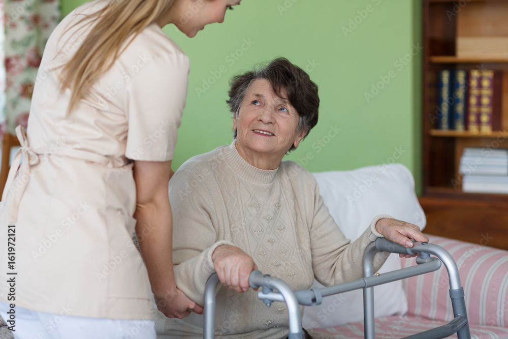 Fototapeta premium Elder with a walker