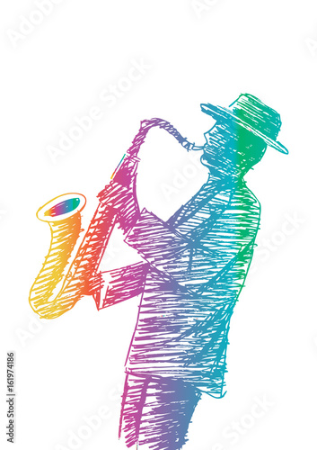 Photography Hand sketch saxophonist