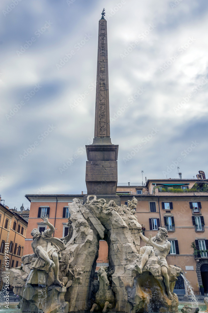 Four rivers fountain in Piazza Navona, Rome, Italy
