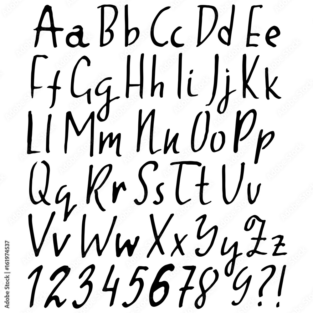 Hand drawn dry brush font. Modern brush lettering. Grunge style alphabet. Vector illustration. Hand drawn dry brush font. Modern brush lettering. Grunge style alphabet. Vector illustration.
