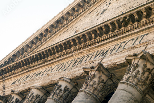 close up of the Pantheon pediment with latin inscription © rarrarorro
