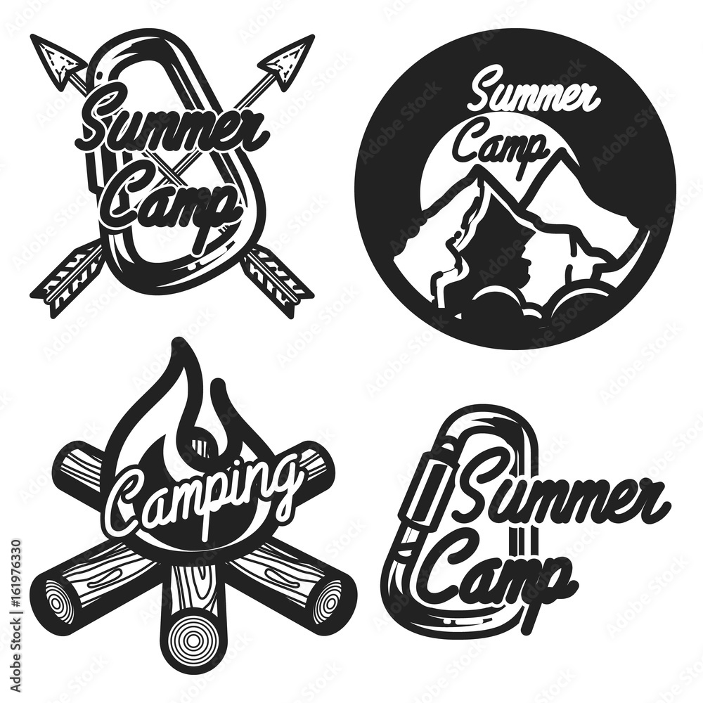 Vintage summer camp emblems