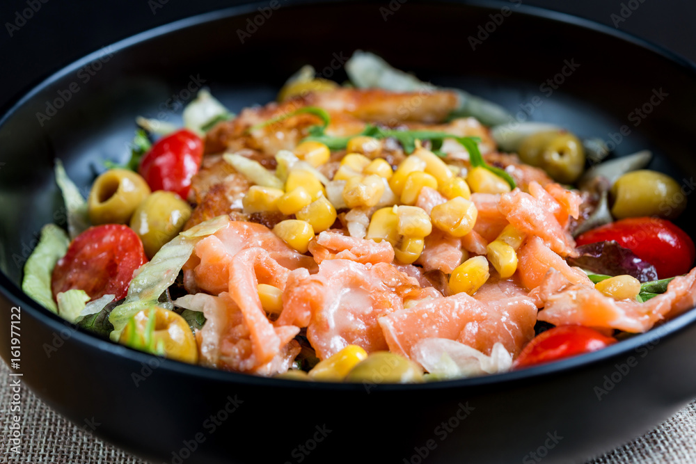 raw fish salad and vegetables fruit raw fish salad and vegetables fruit