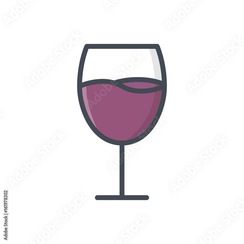 Glass of wine beverage colored icon
