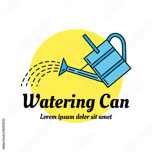 Watering can colorful icon. Line art design concept. Can be used as a garden shop or horticultural market logo. EPS 10 vector illustration isolated on white.