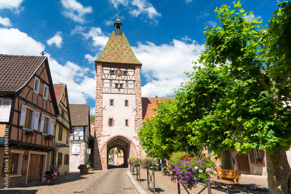 Naklejka premium medieval, half-timbered architecture in Alsace, France