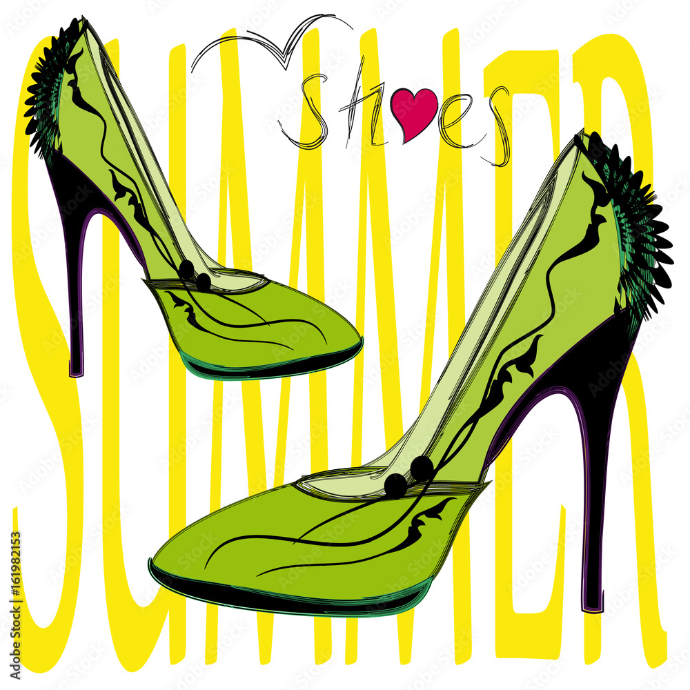 High heel light green Stock Vector | Adobe Stock