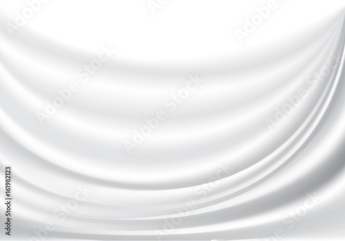 Abstract white fabric satin wave background texture vector illustration.