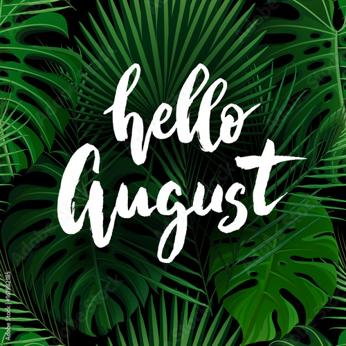 Hello August brush lettering.