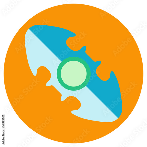 Blue oval spinner a flat style. Vector image on a round orange background. Element of design, interface