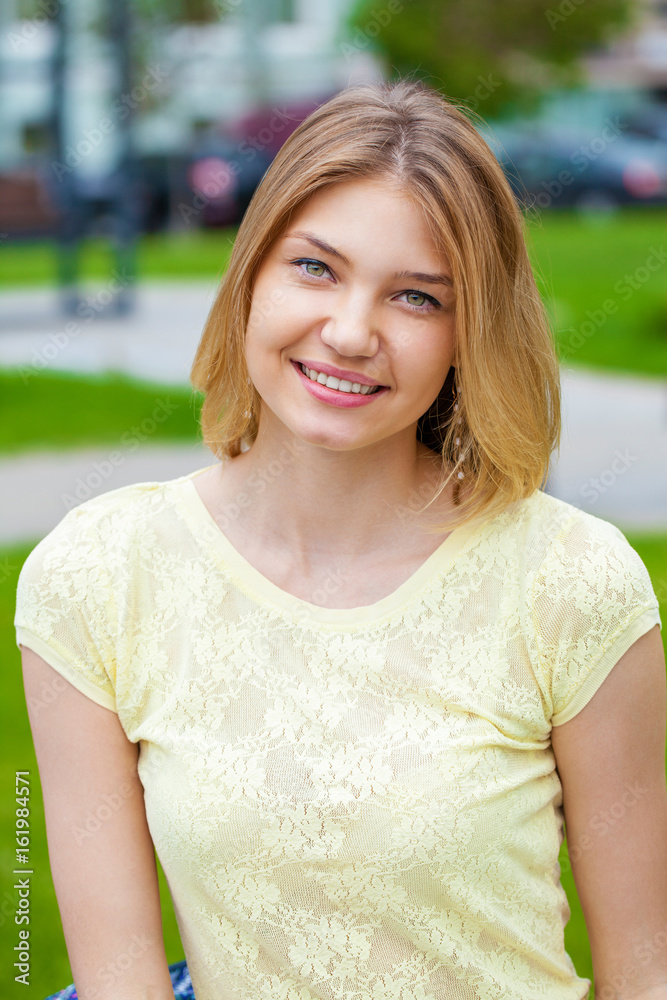 Portrait close up of young beautiful blonde woman Portrait close up of young beautiful blonde woman
