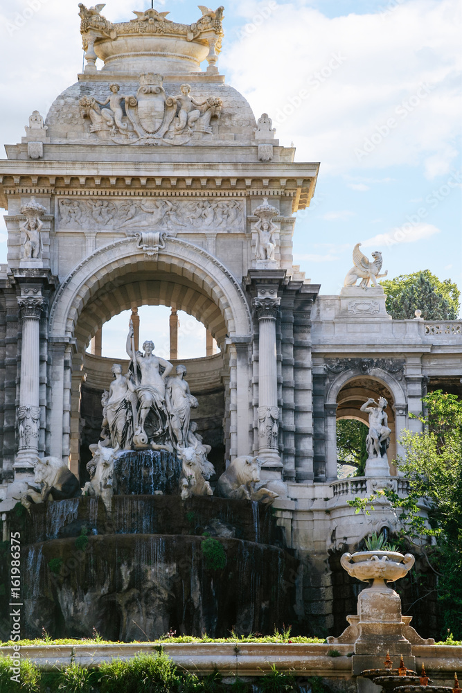 cascade fountain in Palais Longchamp