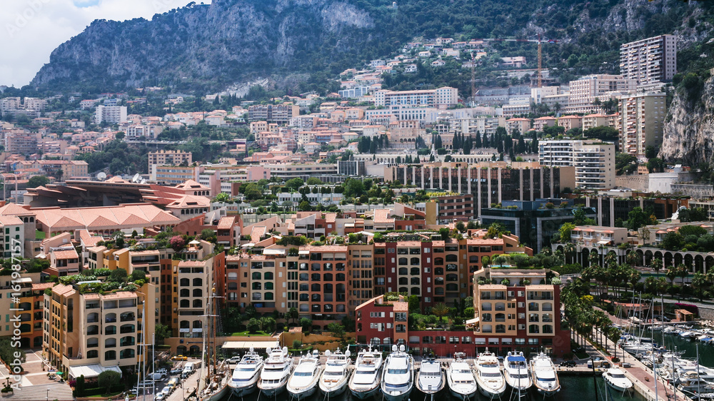 Fototapeta premium above view of residential districts in Monaco city