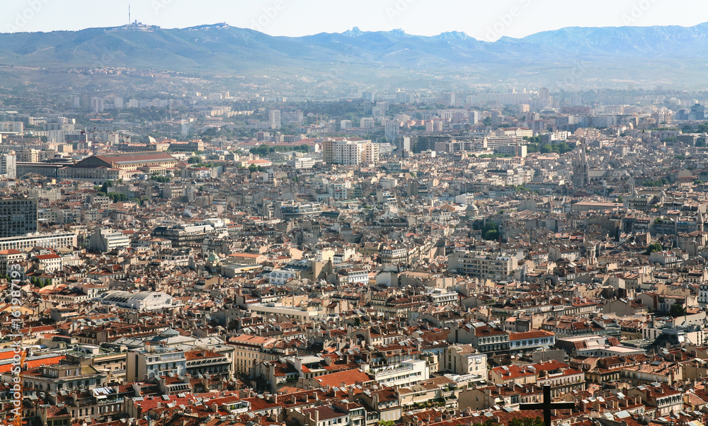 panoramic view of Marseilles city
