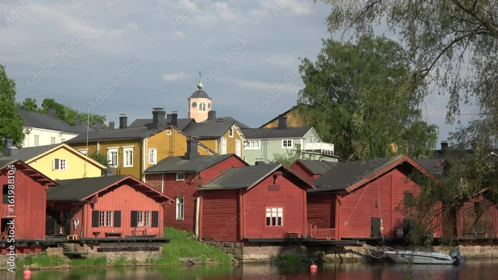 Panorama of the old town of Porvoo. June evening under stormy skies. Finland Panorama of the old town of Porvoo. June evening under stormy skies. Finland