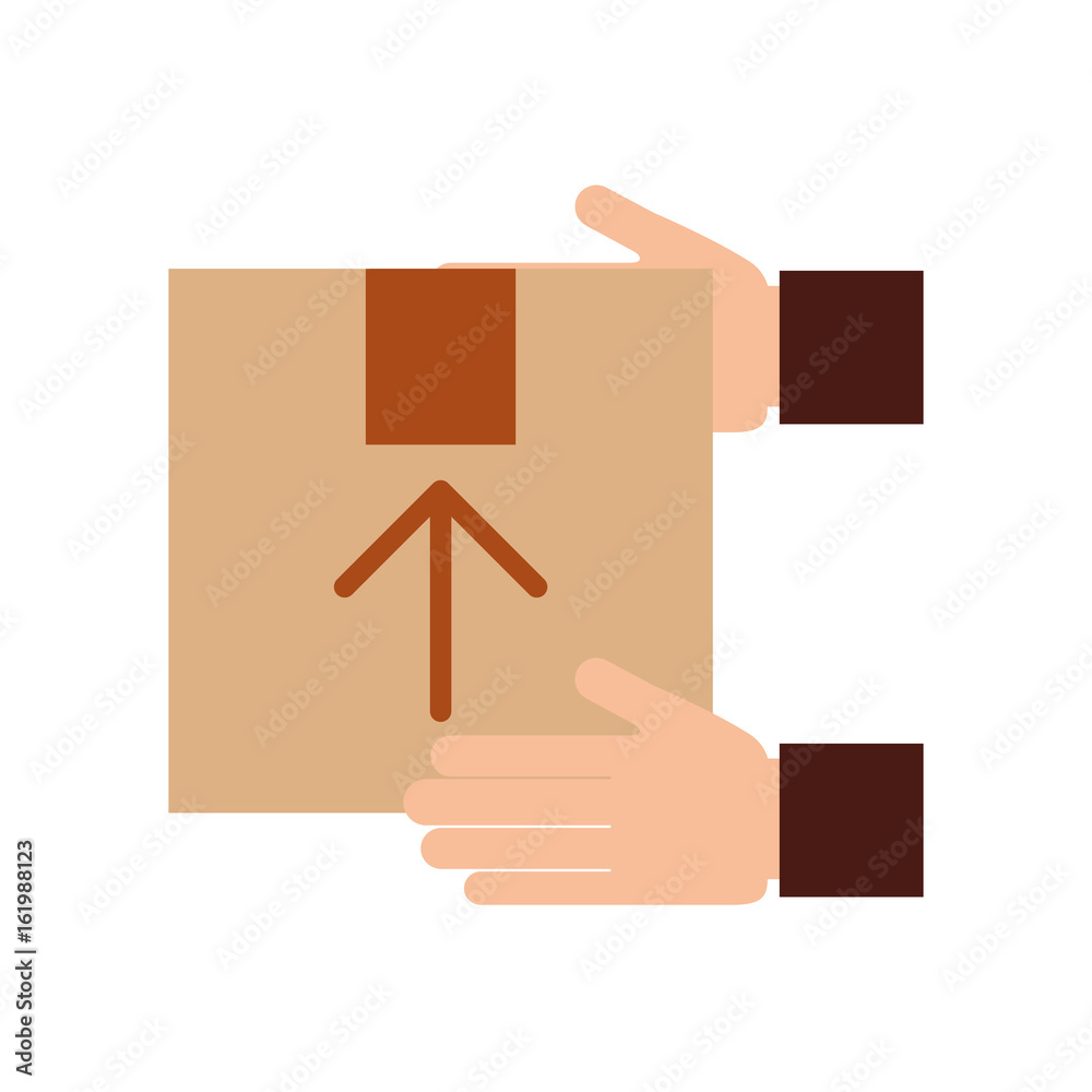 hand human with box carton delivery icon vector illustration design hand human with box carton delivery icon vector illustration design