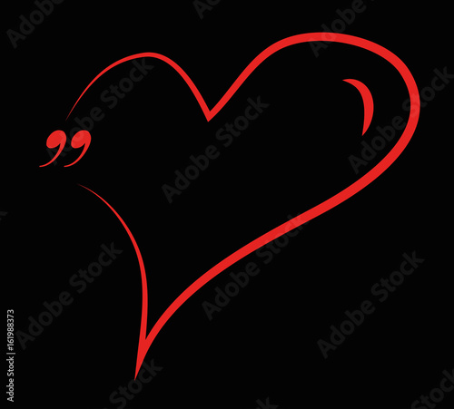 Red heart on black background