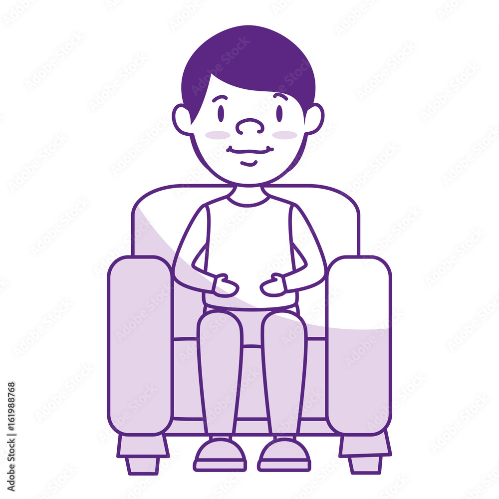 Young man sitting on sofa vector illustration design Young man sitting on sofa vector illustration design