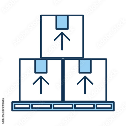 pile boxes in stowages carton delivery icon vector illustration design