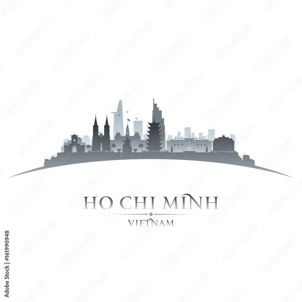 Ho Chi Minh city Vietnam skyline silhouette white background