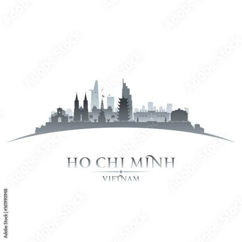 Ho Chi Minh city Vietnam skyline silhouette white background