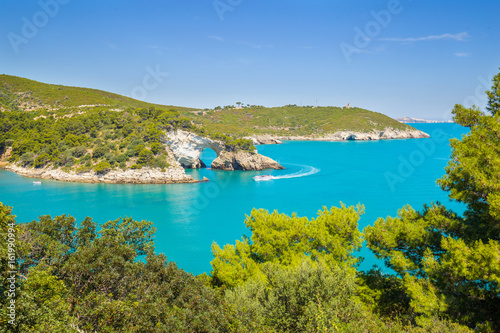 View of Architello or San Felice arch, on Gargano coast, Apulia, Italy.