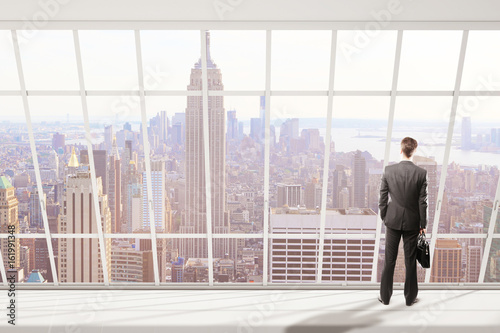 Man looking at New York city