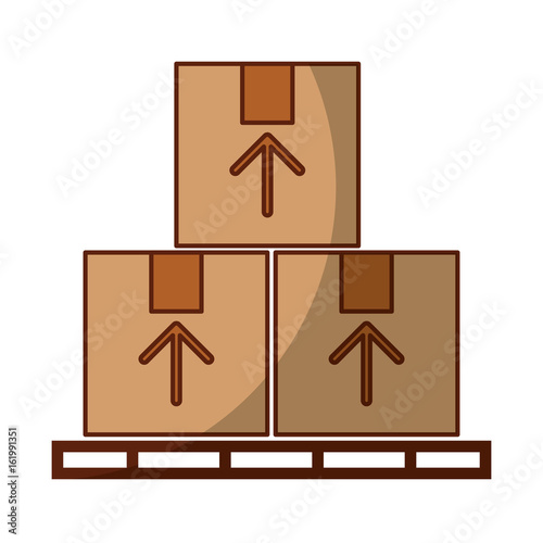 pile boxes in stowages carton delivery icon vector illustration design