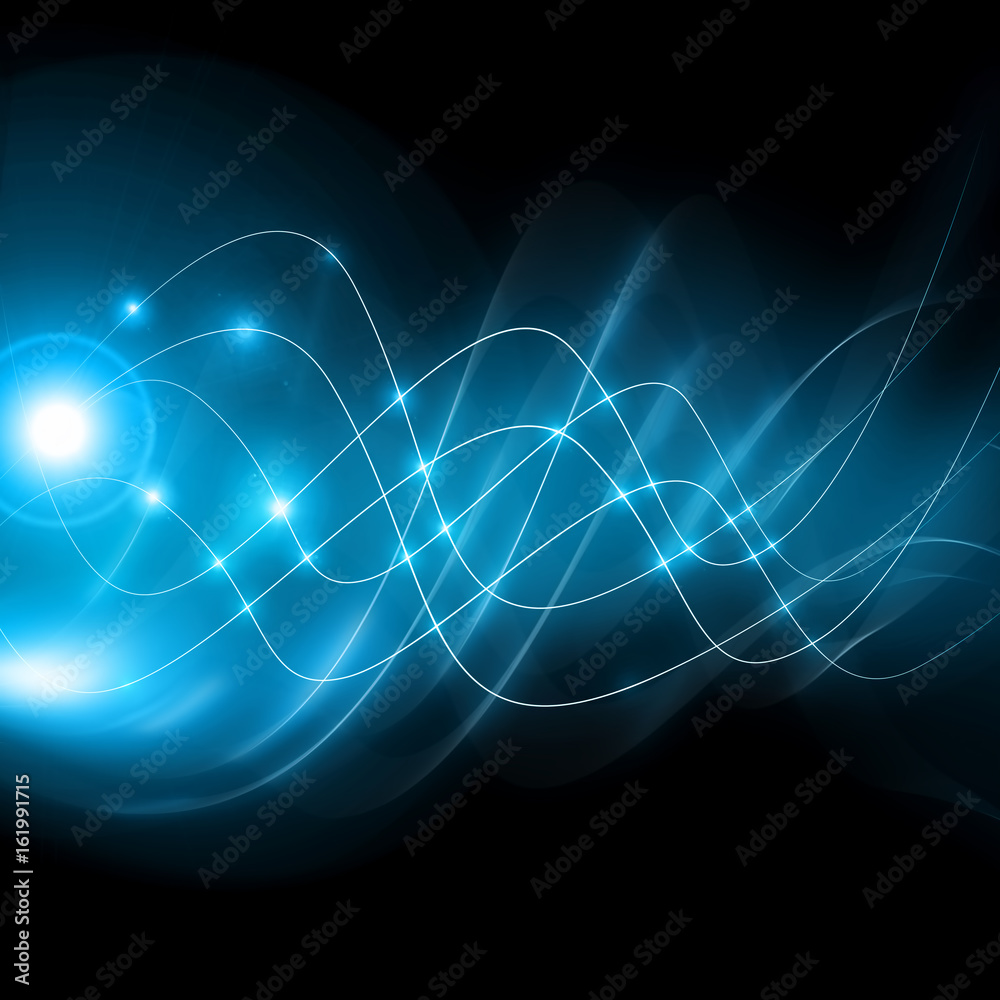 Abstract background with connected lines and dots for your design. Smooth lines, beautifully intertwined, shining dots and flashes on a dark background Abstract background with connected lines and dots for your design. Smooth lines, beautifully intertwined, shining dots and flashes on a dark background