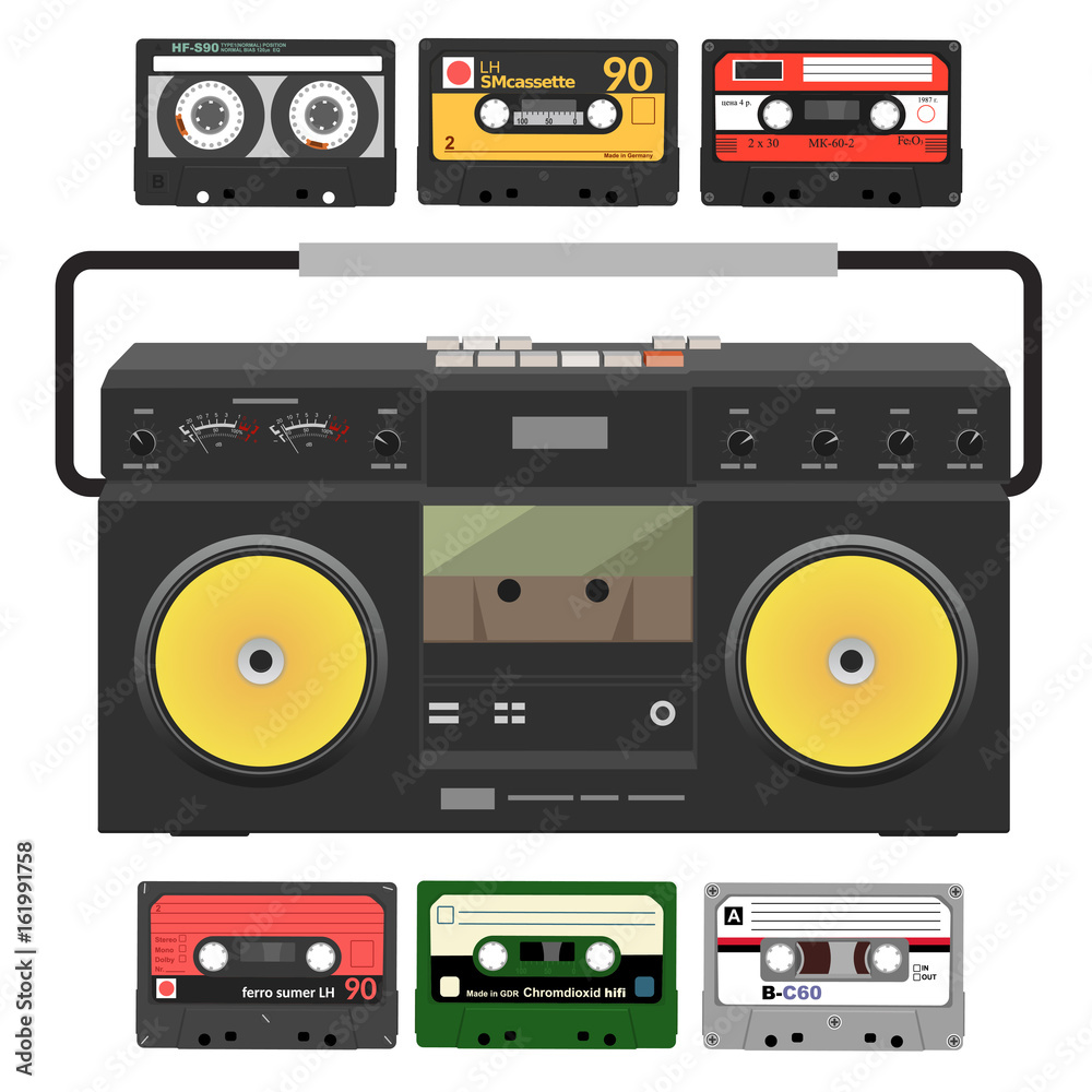 Fototapeta premium Retro record player with stereo cassettes