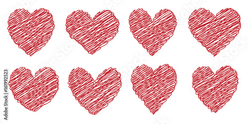 Set heart drawn painted wit...