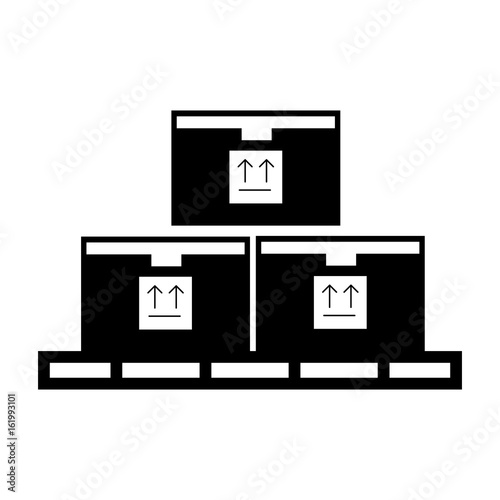 pile boxes in stowages carton delivery icon vector illustration design