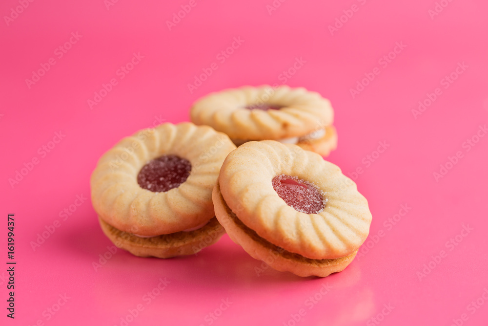 Sweet biscuits with jam.