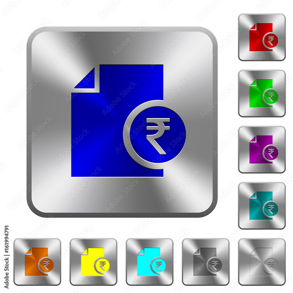 Indian Rupee financial report rounded square steel buttons Indian Rupee financial report rounded square steel buttons