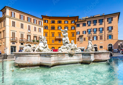 Piazza Navona, Rome, Italy, Europe. Rome ancient stadium for athletic contests (Stadium of Domitian). Rome Navona Square is one of the best known landmarks of Italy and Europe