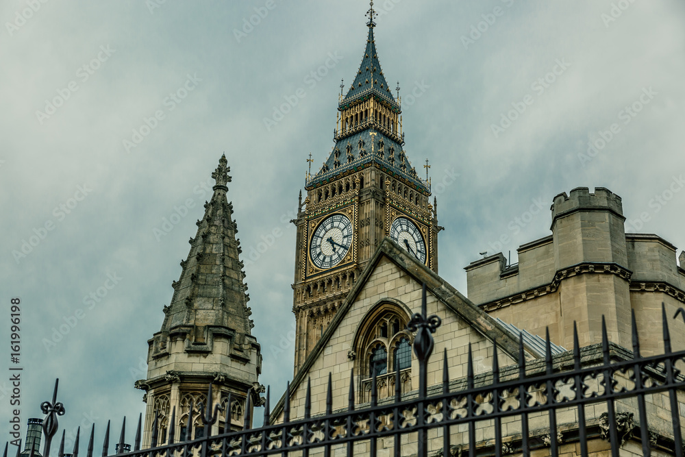 Fototapeta premium Detail of Big Ben on a dark day, UK