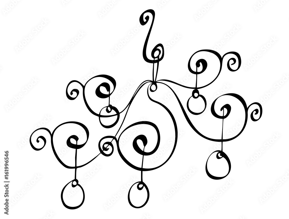 Vector silhouette of hand drawn classy chandelier with five lamps in black color on white background, isolated cartoon painted illustration of lamp with vintage curves, high quality Vector silhouette of hand drawn classy chandelier with five lamps in black color on white background, isolated cartoon painted illustration of lamp with vintage curves, high quality