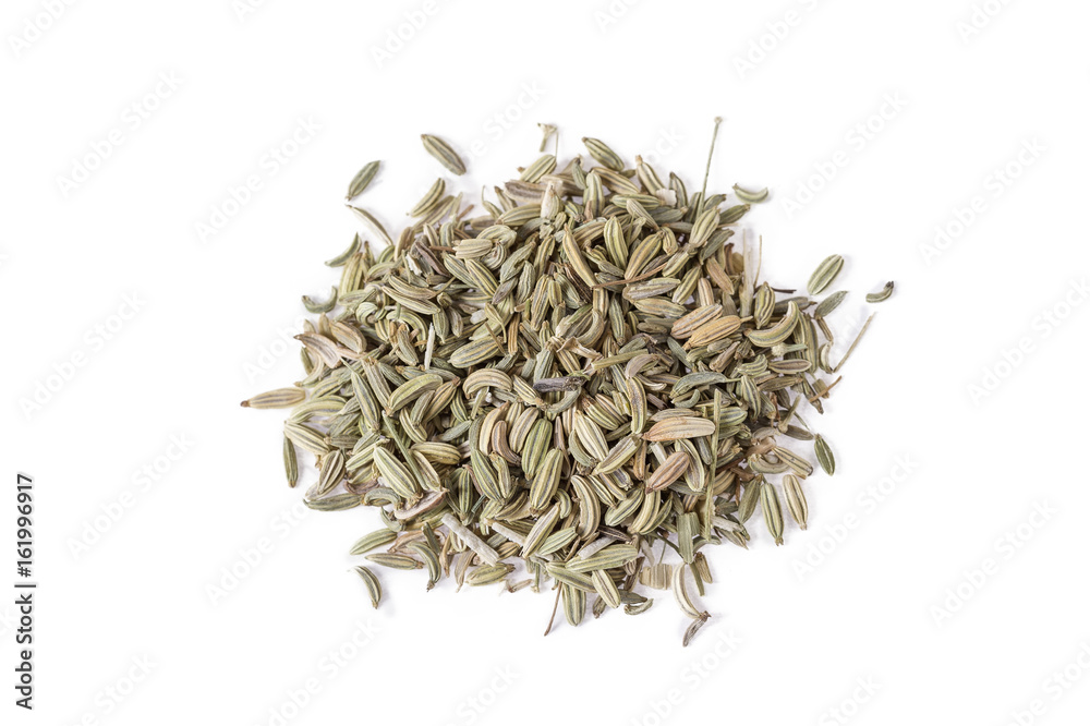 Close up pile of Cumin seeds isolated on white background Close up pile of Cumin seeds isolated on white background