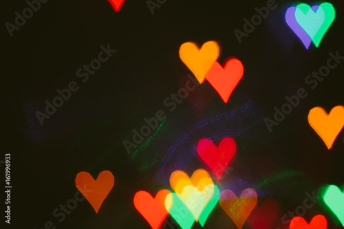 Heart-shaped bokeh; multico...