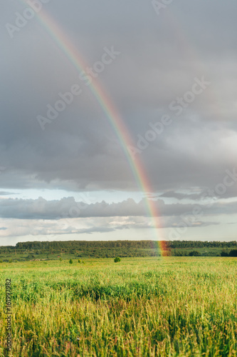 A rainbow in the sky after a rain