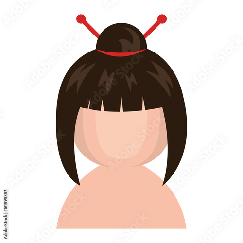 cute Little shirtless japanese doll vector illustration design