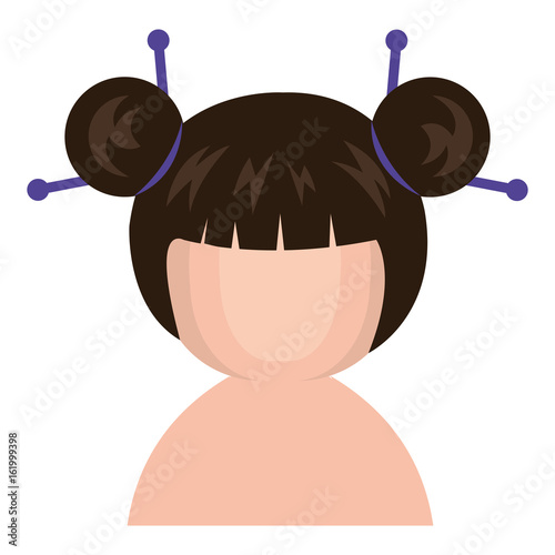 cute Little shirtless japanese doll vector illustration design