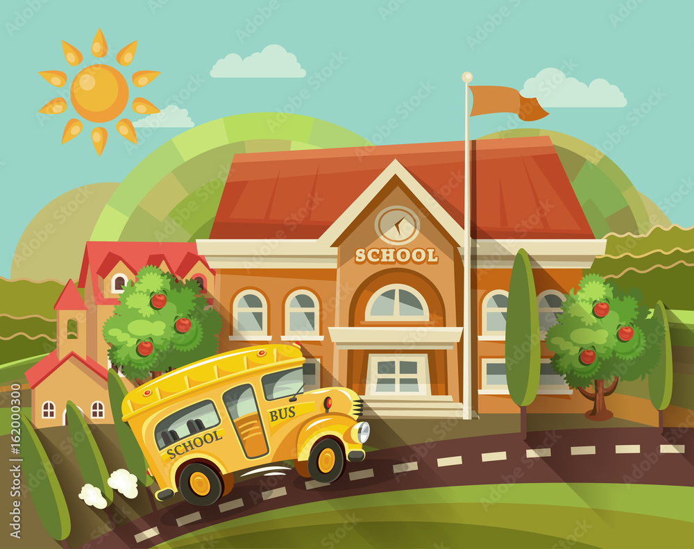 Obraz premium Back to school vector illustration with school supplies. School theme