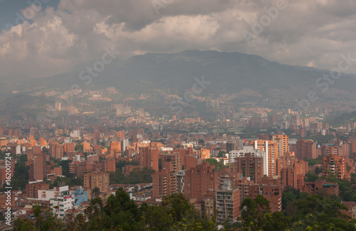 View on partly clouded Medellin, Colombia