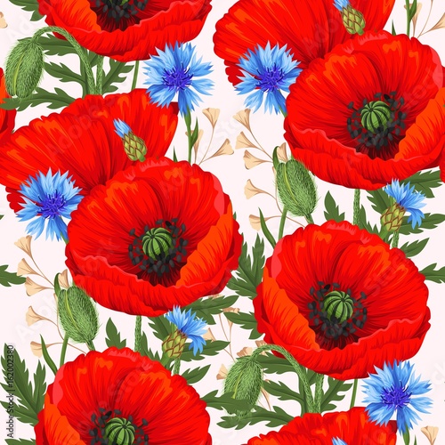 Red poppies seamless