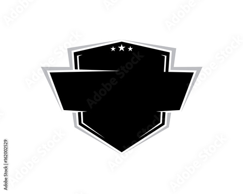 blank black emblem shield with straight ribbon