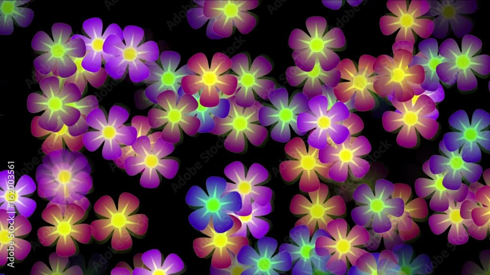 4k Color flower petal nature neon light pattern background & Colorful point array matrix spring garden backdrop.
