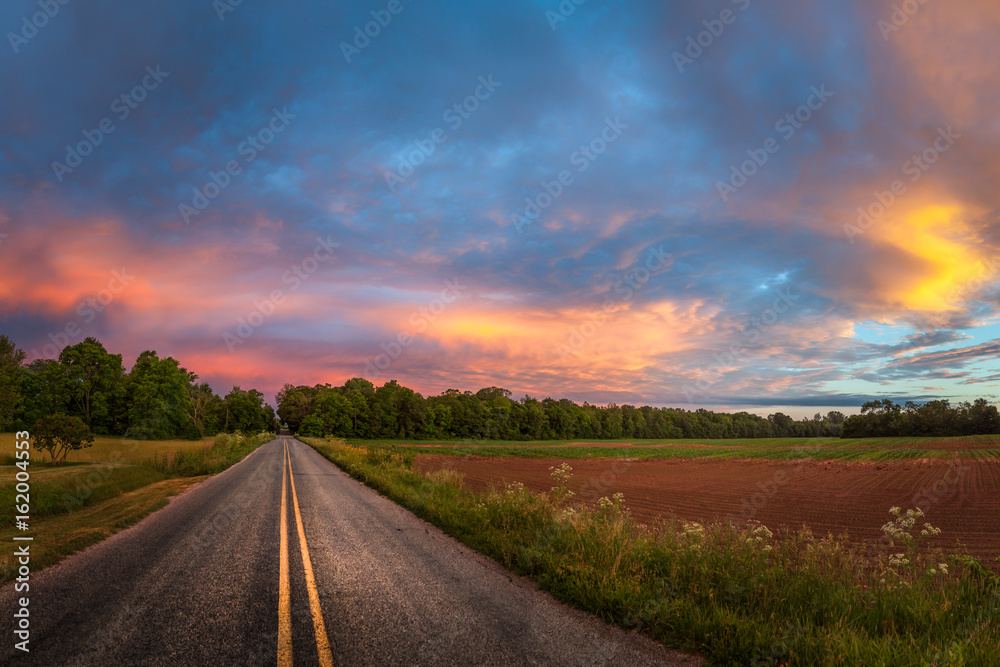 Beautiful sky with country road