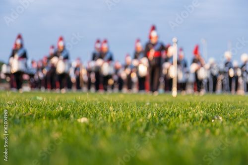 Colorful background of a music orchestra in the evening sun